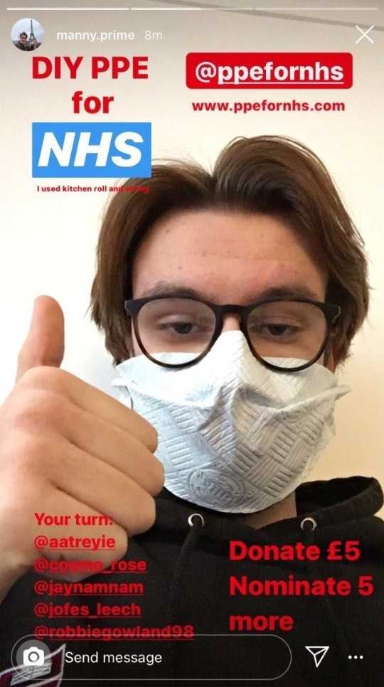 @manny.prime with PPE via @PPEforNHS Instagram